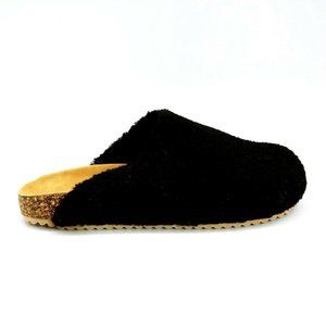 AMS Womans‎ Evanne 1 Black Fuzzy Slide Slipper 8M